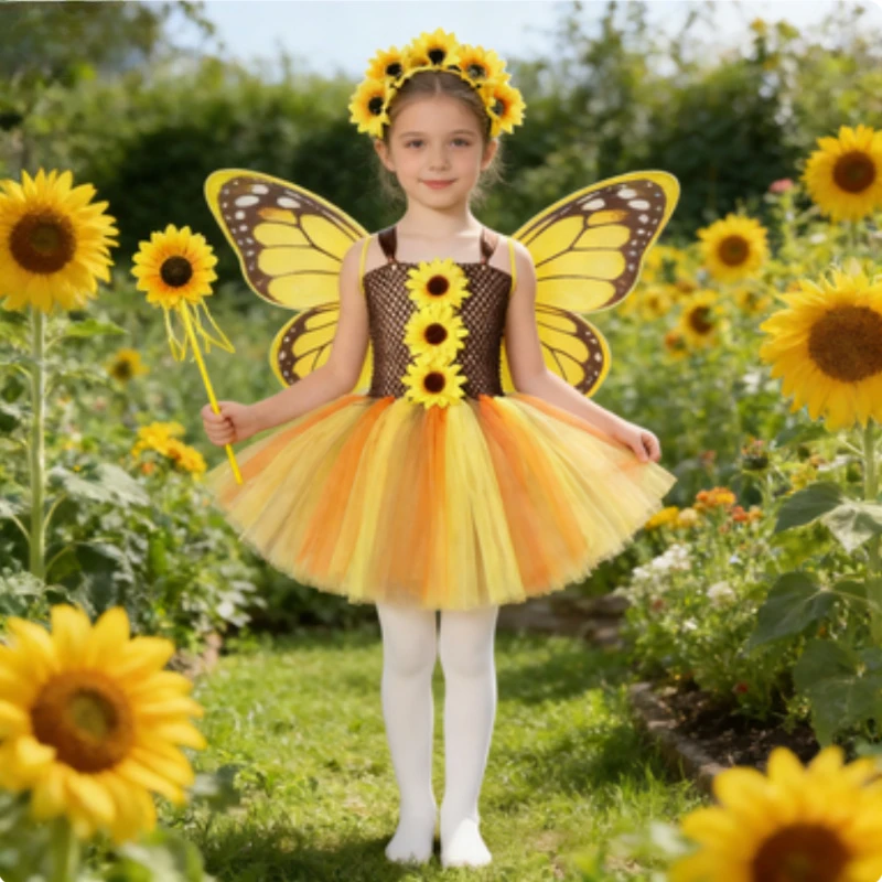 Fall Woodland Fairy Tutu Dress for Girls Sunflowers Halloween Costumes Kids Stage Performance Clothes with Wings Autumn Outfit
Fall Woodland Fairy Tutu Dress for Girls Sunflowers Halloween Costumes Kids Stage Performance Clothes with Wings Autumn Outfit