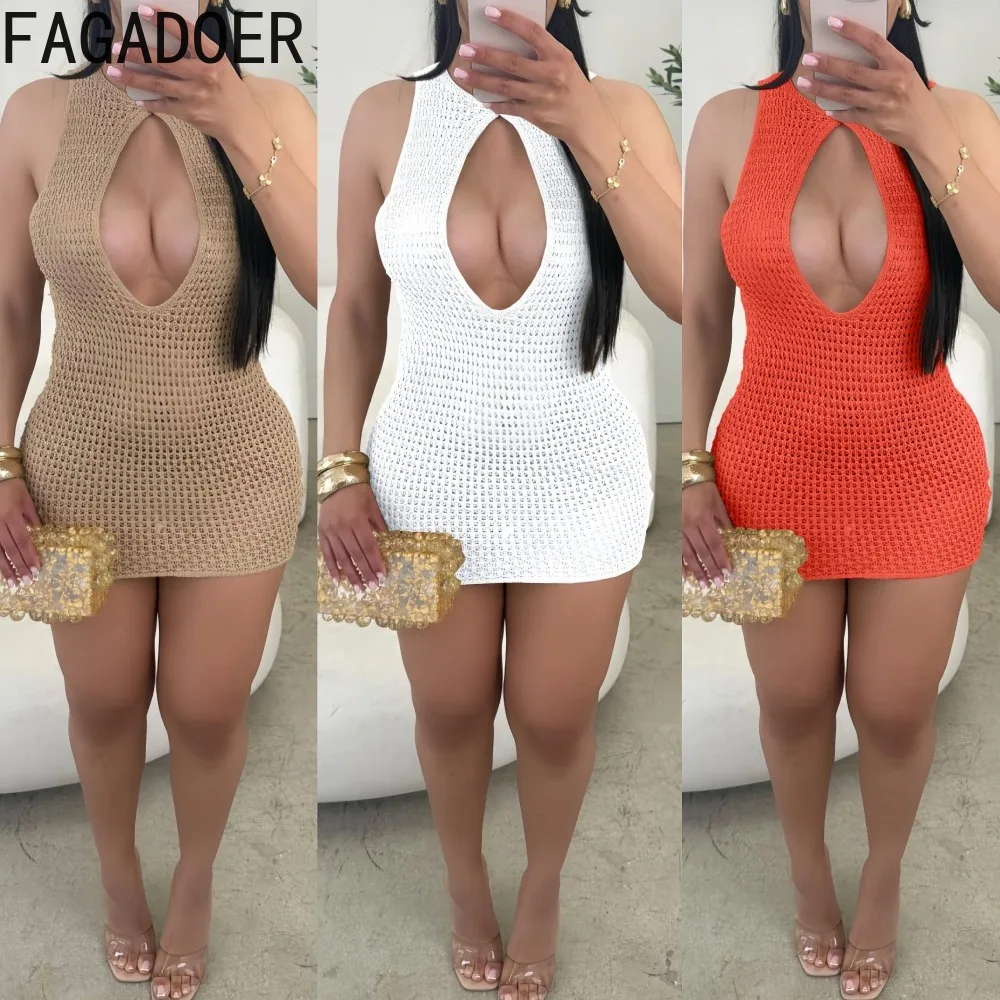 FAGADOER Sexy Knit Patchwork Bodycon Dresses for Woman Solid Color Halter Sleeveless Backless Dresses Female Streetwear Vestidos
FAGADOER Sexy Knit Patchwork Bodycon Dresses for Woman Solid Color Halter Sleeveless Backless Dresses Female Streetwear Vestidos