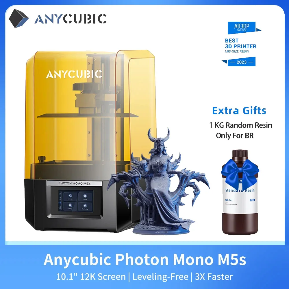 ANYCUBIC Photon Mono M5s 12K 10,1 дюйма SLA ЖК-смола 3D-принтер без выравнивания, высокая скорость 150 мм/ч 3X более быстрая интеллектуальная 3D-печать
ANYCUBIC Photon Mono M5s 12K 10,1 дюйма SLA ЖК-смола 3D-принтер без выравнивания, высокая скорость 150 мм/ч 3X более быстрая интеллектуальная 3D-печать