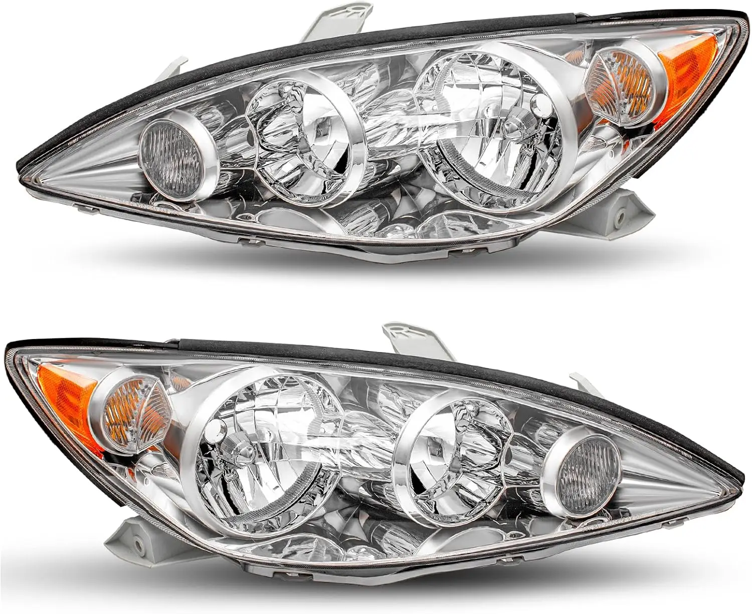 Headlight Assembly Replacement for 2005 2006 Toyota Camry LE XLE SE Driver and Passenger Side (Chrome Housing & Amber Reflector)
Headlight Assembly Replacement for 2005 2006 Toyota Camry LE XLE SE Driver and Passenger Side (Chrome Housing & Amber Reflector)