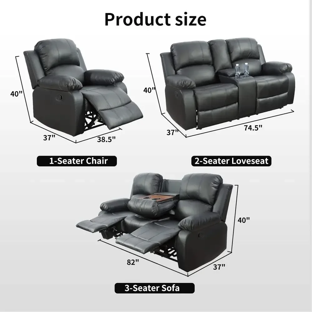 Manual Recliner Soa Set Bonded Leather, Living Room urniture Set, Reclining Soa Set Leather Couch Loveseat and Chair with Drop D
Manual Recliner Soa Set Bonded Leather, Living Room urniture Set, Reclining Soa Set Leather Couch Loveseat and Chair with Drop D