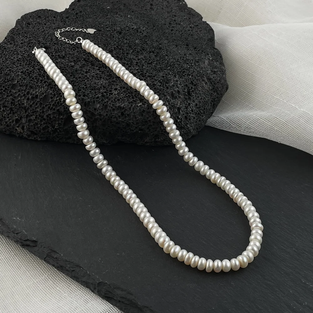 Fashion Natural Freshwater Pearl Necklace for Women Jewelry 925 Sterling Silver 5-6mm Small Button Coin Pearl Choker Necklace
Fashion Natural Freshwater Pearl Necklace for Women Jewelry 925 Sterling Silver 5-6mm Small Button Coin Pearl Choker Necklace