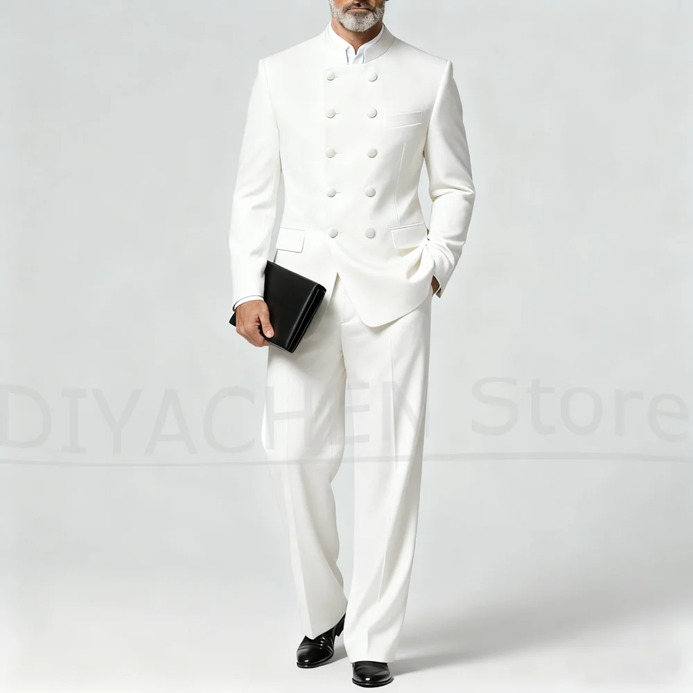 Мужской двубортный костюм с воротником-стойкой, комплект из 2 предметов, модный однотонный костюм, умный повседневный тонкий формальный смокинг для свадебной вечеринки
Мужской двубортный костюм с воротником-стойкой, комплект из 2 предметов, модный однотонный костюм, умный повседневный тонкий формальный смокинг для свадебной вечеринки