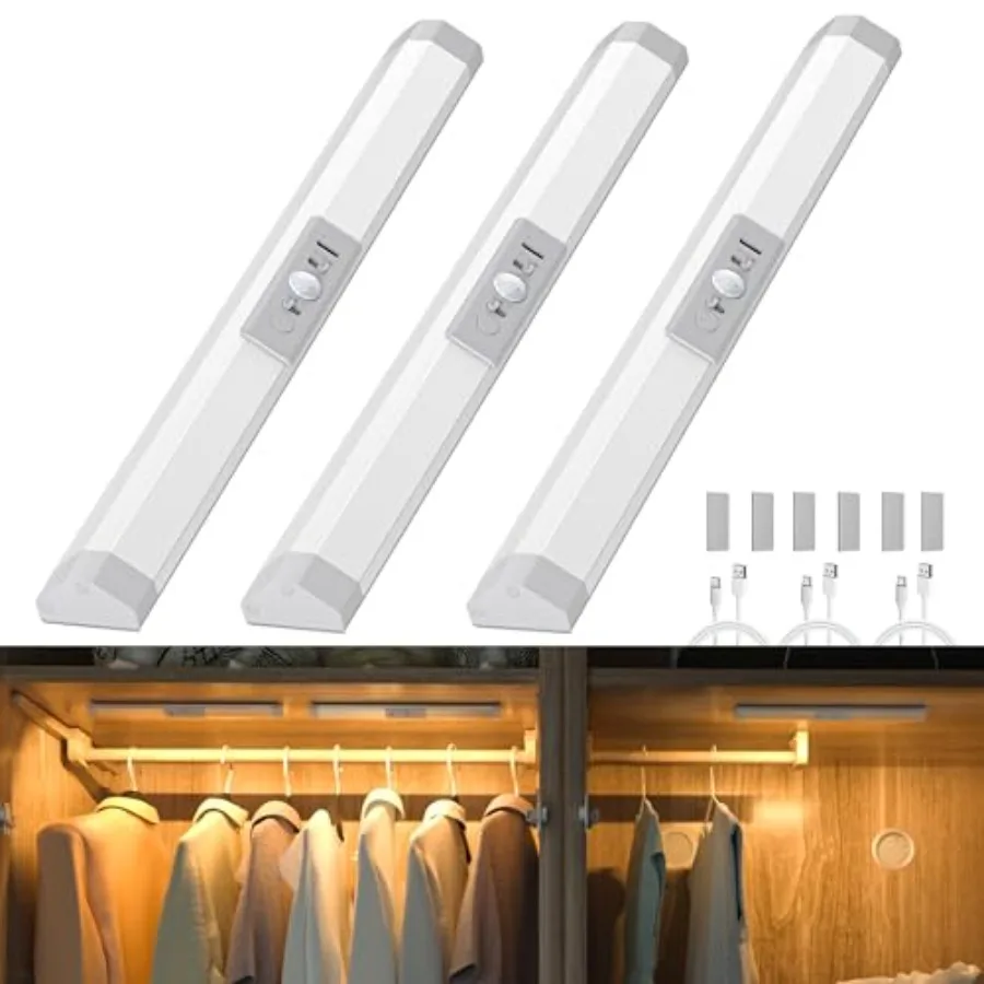 Closet Lights Motion Sensored with Eye-Protection, Rechargeable LED Wardrobe Lighting with 3 Color, 12 inch Dimmable Wireless B
Closet Lights Motion Sensored with Eye-Protection, Rechargeable LED Wardrobe Lighting with 3 Color, 12 inch Dimmable Wireless B