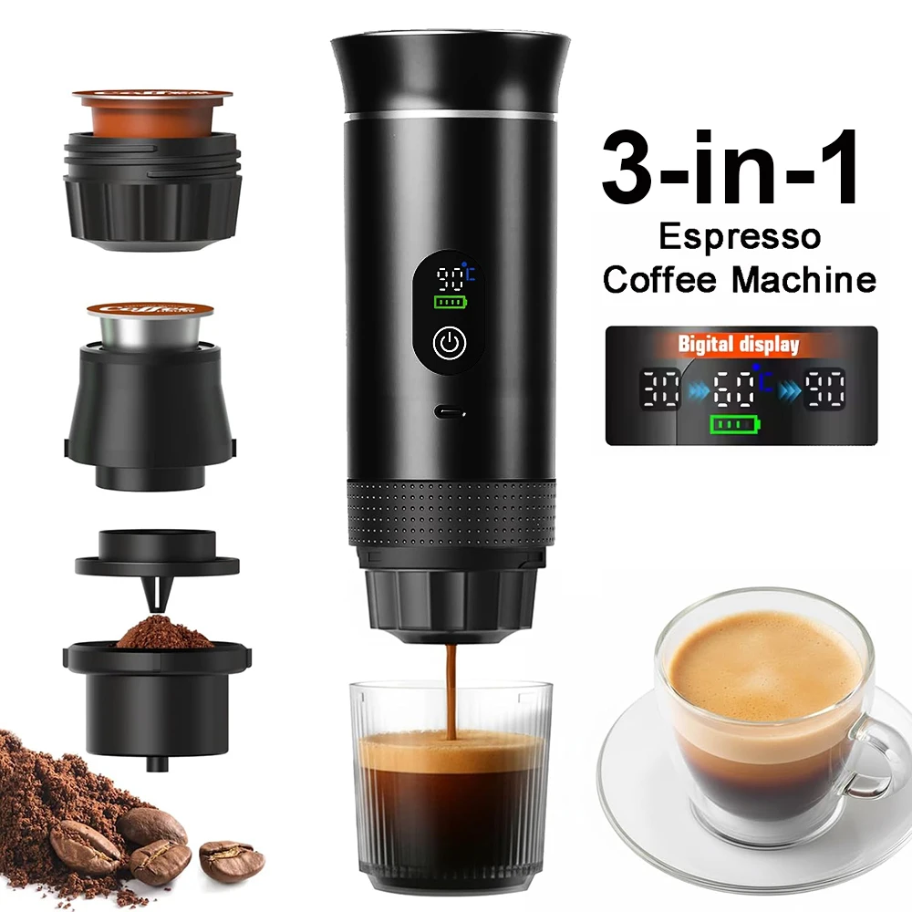 Portable Espresso Coffee Machine With Digital Display 3-in-1 Wireless Heating Capsule Coffee Maker for Car Home Camping Travel
Portable Espresso Coffee Machine With Digital Display 3-in-1 Wireless Heating Capsule Coffee Maker for Car Home Camping Travel