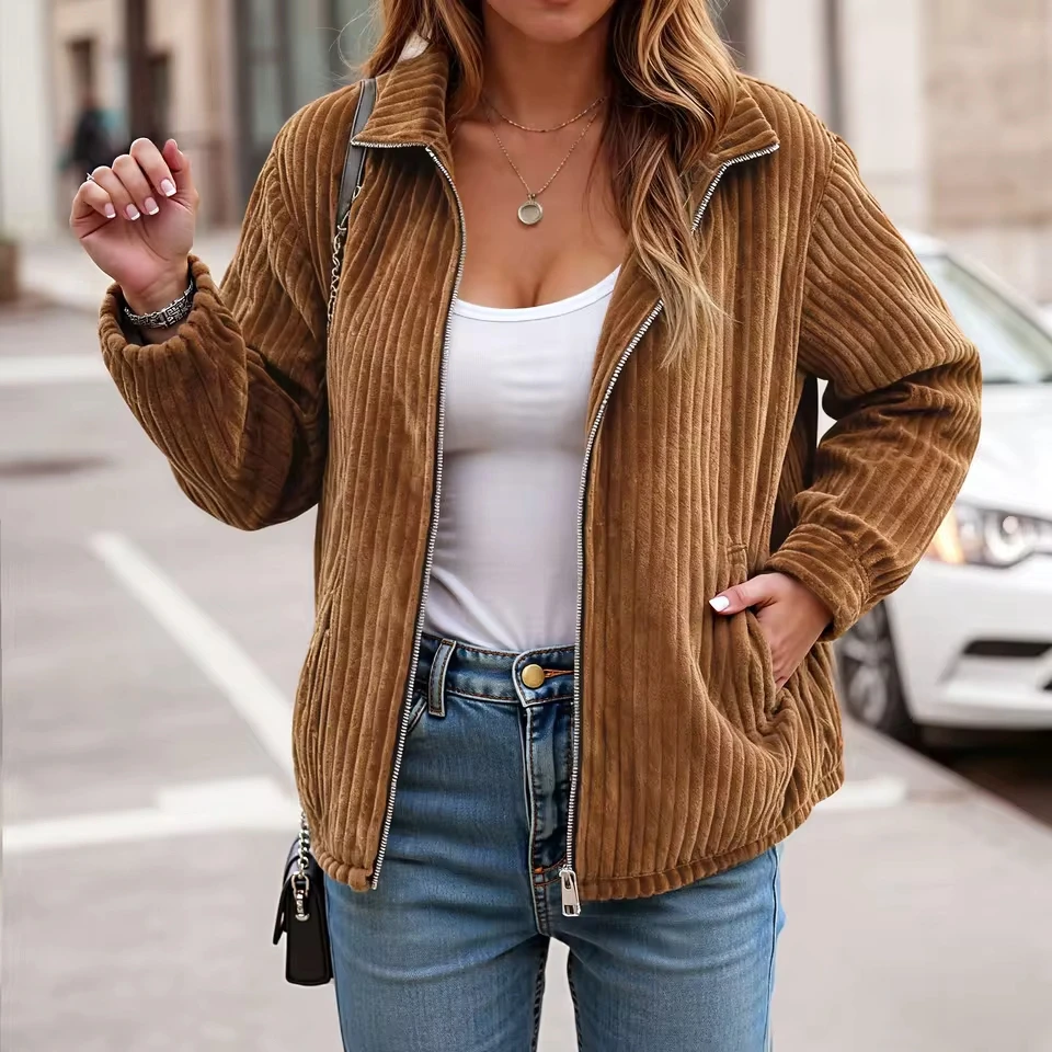 Women Corduroy Long Sleeve Half Lapel Full Zip Lightweight Casual Sports Cardigan Outerwear Autumn Winter Women
Women Corduroy Long Sleeve Half Lapel Full Zip Lightweight Casual Sports Cardigan Outerwear Autumn Winter Women