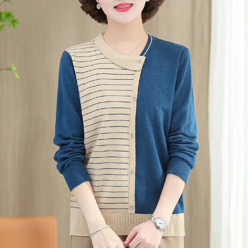 Fashion Commute Women's Striped Spliced Knitted Tops Autumn Winter Casual All-match Round Neck Thin Sweaters Female Clothing
Fashion Commute Women's Striped Spliced Knitted Tops Autumn Winter Casual All-match Round Neck Thin Sweaters Female Clothing