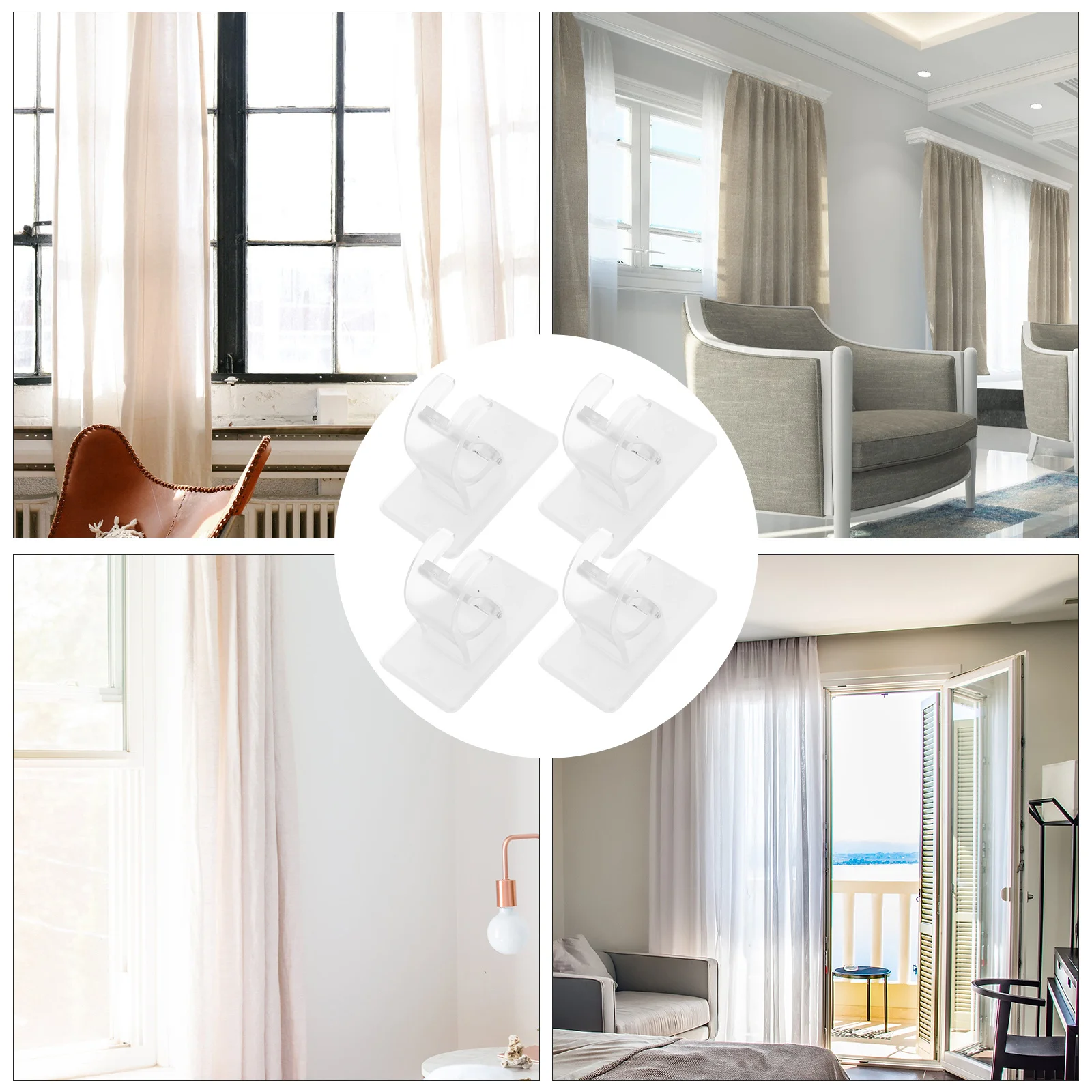 4pcs Curtain Rod Holders No Drill Self Adhesive Plastic Brackets For Towel Rods Shower Curtains Multipurpose Nail-Free Mounting
4pcs Curtain Rod Holders No Drill Self Adhesive Plastic Brackets For Towel Rods Shower Curtains Multipurpose Nail-Free Mounting