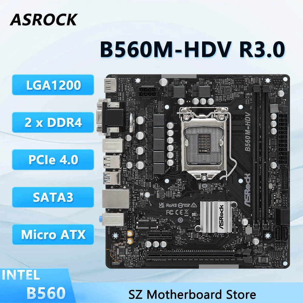 Материнская плата ASROCK B560M-HDV R3.0 B560 LGA1200 с поддержкой i5-10400F i7-10700F i3-10100F i5-10400 Процессор DDR4 USB 3.2 Gen1 Micro ATX
Материнская плата ASROCK B560M-HDV R3.0 B560 LGA1200 с поддержкой i5-10400F i7-10700F i3-10100F i5-10400 Процессор DDR4 USB 3.2 Gen1 Micro ATX