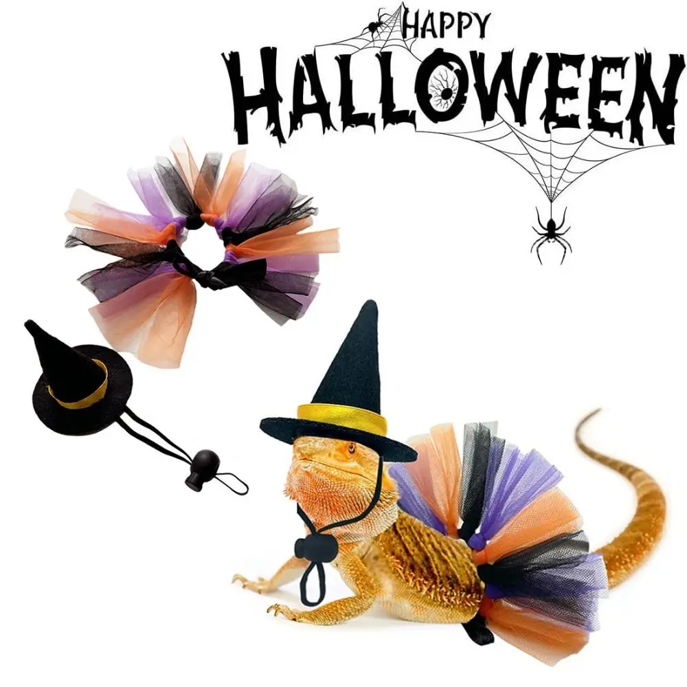Funny Mini Pet Halloween Costume Soft Adjustable Hat Halloween Lizard Clothes with Ribbon Decorative Lizard Witch Costume Set 
Funny Mini Pet Halloween Costume Soft Adjustable Hat Halloween Lizard Clothes with Ribbon Decorative Lizard Witch Costume Set