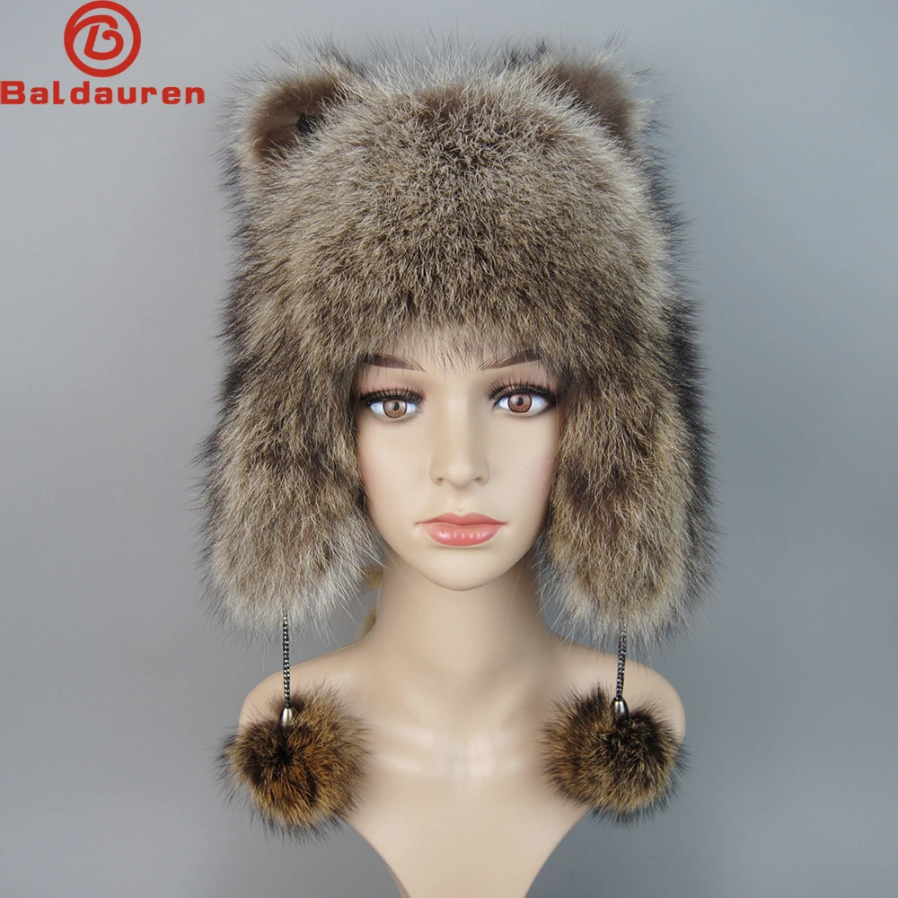 Women Natural Raccoon Fur Caps Ushanka Hats for Winter Thick Warm Ears Fashion Bomber Pom Pom Hat Lady Real Raccoon Fur Cap Tail
Women Natural Raccoon Fur Caps Ushanka Hats for Winter Thick Warm Ears Fashion Bomber Pom Pom Hat Lady Real Raccoon Fur Cap Tail