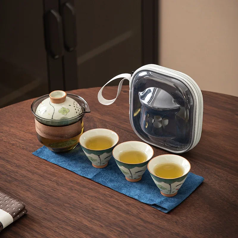 Hand Painted Ge Kiln One Pot Fills Three Cups Kung Fu Tea Set Suit Glass Portable Outdoor Travel Convenient Tea Cup Set
Hand Painted Ge Kiln One Pot Fills Three Cups Kung Fu Tea Set Suit Glass Portable Outdoor Travel Convenient Tea Cup Set