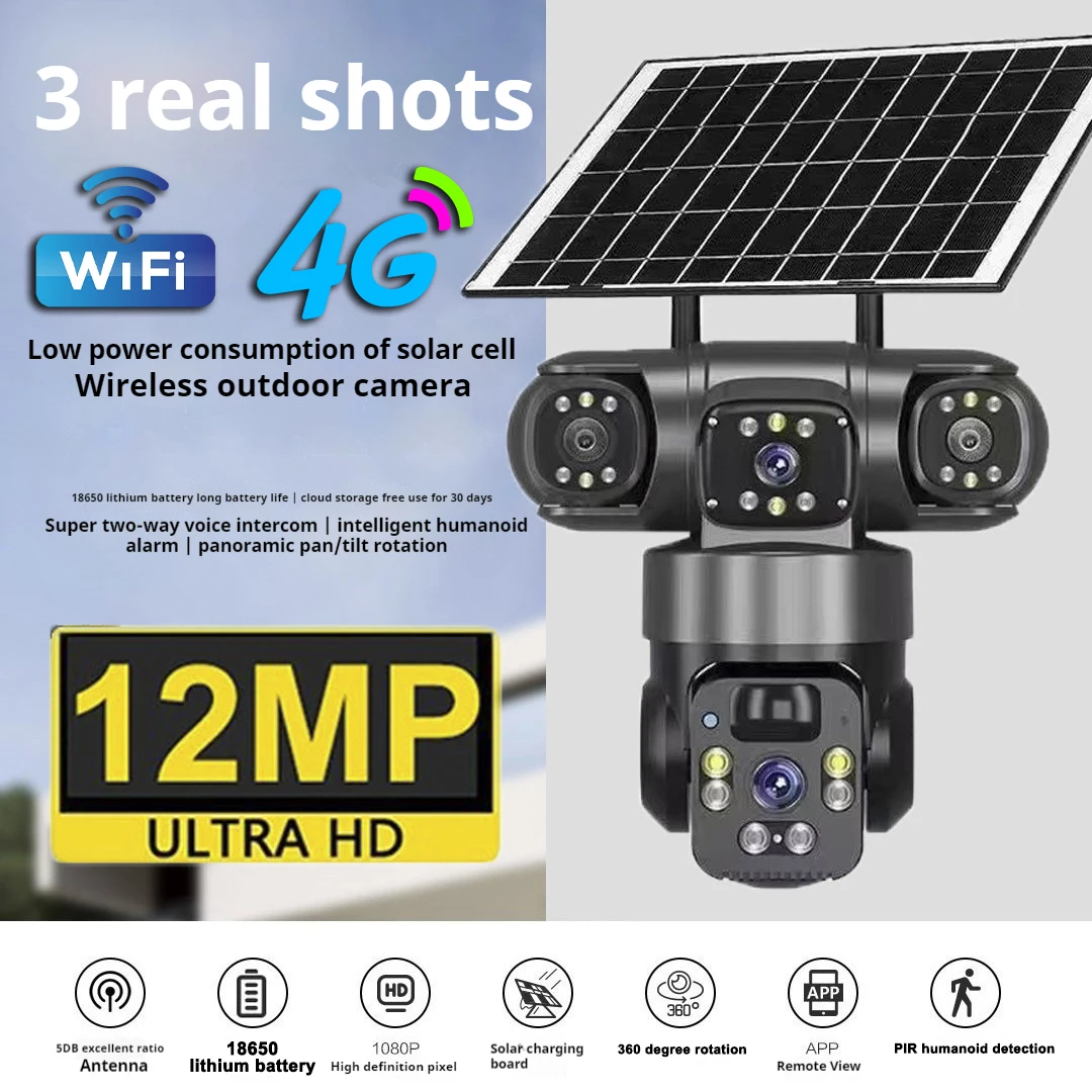 V380 Pro 4G Solar Camera Outdoor 12MP 6K Triple Lens Triple Screen Security Video Monitor Night Vision Waterproof CCTV Camera
V380 Pro 4G Solar Camera Outdoor 12MP 6K Triple Lens Triple Screen Security Video Monitor Night Vision Waterproof CCTV Camera