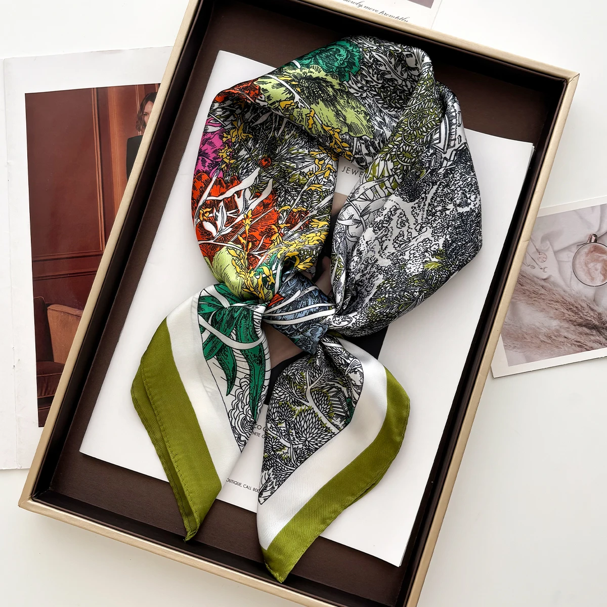 Luxury Silk Square Scarves For Women Soft Stain Neck Scarf Bag Ribbon Headband Shawl Neckerchief Bandanas Green Floral Warp
Luxury Silk Square Scarves For Women Soft Stain Neck Scarf Bag Ribbon Headband Shawl Neckerchief Bandanas Green Floral Warp