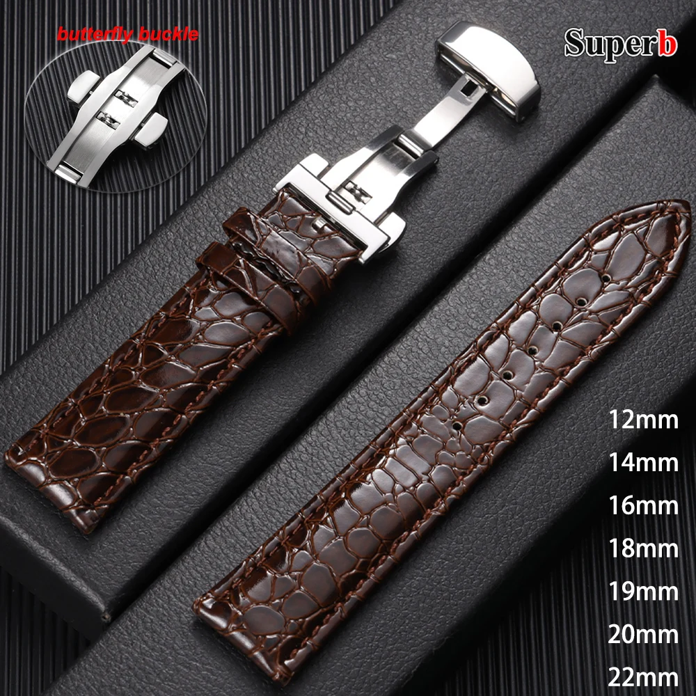 Crocodile Pattern Design Cowhide Watch Strap 12mm 14mm 16mm 18mm 19mm 20mm 22mm Soft Watchbands Casual Business Wristwatch Band
Crocodile Pattern Design Cowhide Watch Strap 12mm 14mm 16mm 18mm 19mm 20mm 22mm Soft Watchbands Casual Business Wristwatch Band
