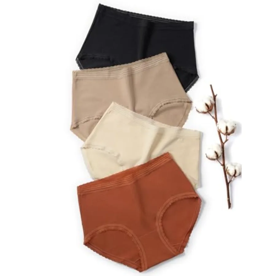 Cotton Underwear for Women: High Waisted Panties Briefs Lace Stretch Waistband Ladies Full Coverage Comfort 4 Pack
Cotton Underwear for Women: High Waisted Panties Briefs Lace Stretch Waistband Ladies Full Coverage Comfort 4 Pack