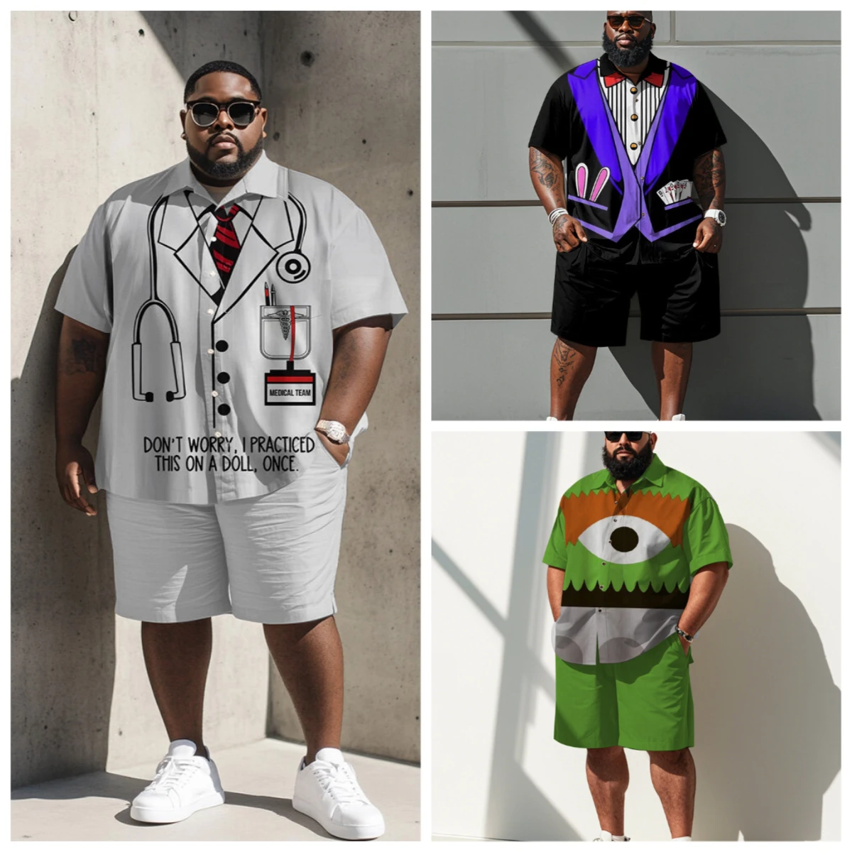 S-9XL Big and Tall Men Summer Novelty Funny Costume Print Oversized Shirt Shorts Set Multi-Design Casual 2-Piece Outfit
S-9XL Big and Tall Men Summer Novelty Funny Costume Print Oversized Shirt Shorts Set Multi-Design Casual 2-Piece Outfit