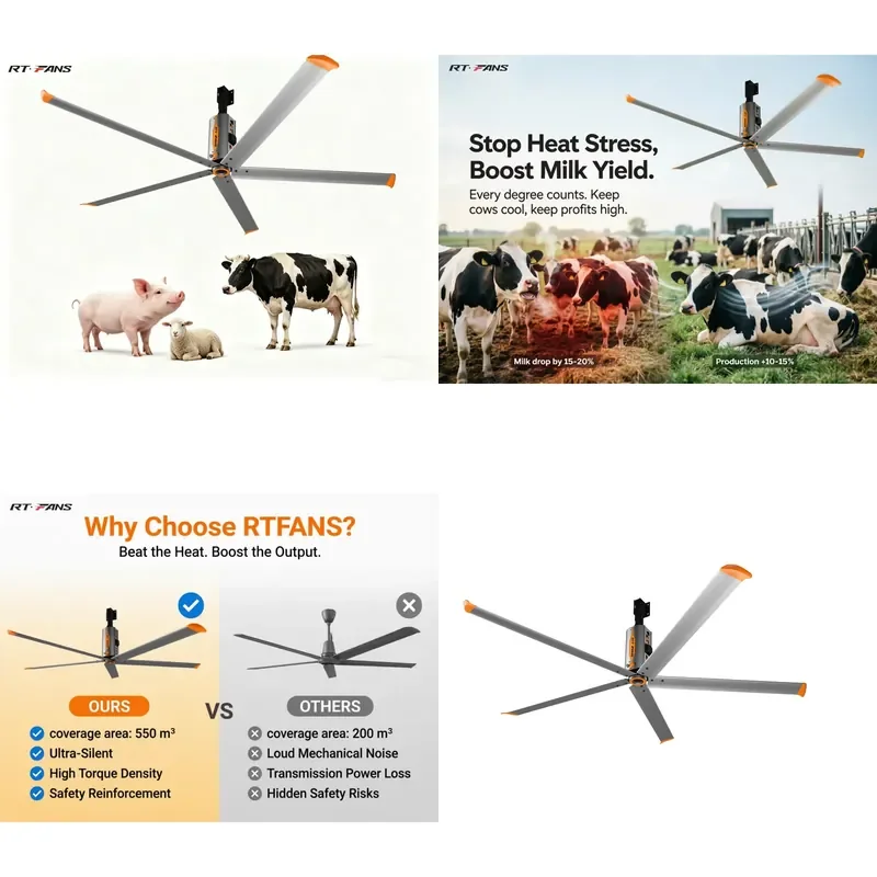 11ft 14ft 16ft HVLS Ceiling Fan Energy Saving High Airflow Industrial Fan Factory Warehouse Farm Dairy Cow Pig House
11ft 14ft 16ft HVLS Ceiling Fan Energy Saving High Airflow Industrial Fan Factory Warehouse Farm Dairy Cow Pig House