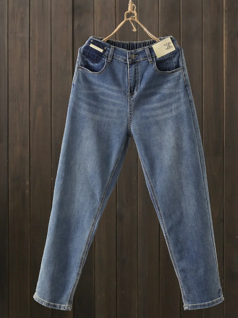 High Waist plus Size Denim Jeans Fashionable Harlan Straight Leg Pants Worn in Look Cotton Stretch Fabric Spring Season
High Waist plus Size Denim Jeans Fashionable Harlan Straight Leg Pants Worn in Look Cotton Stretch Fabric Spring Season