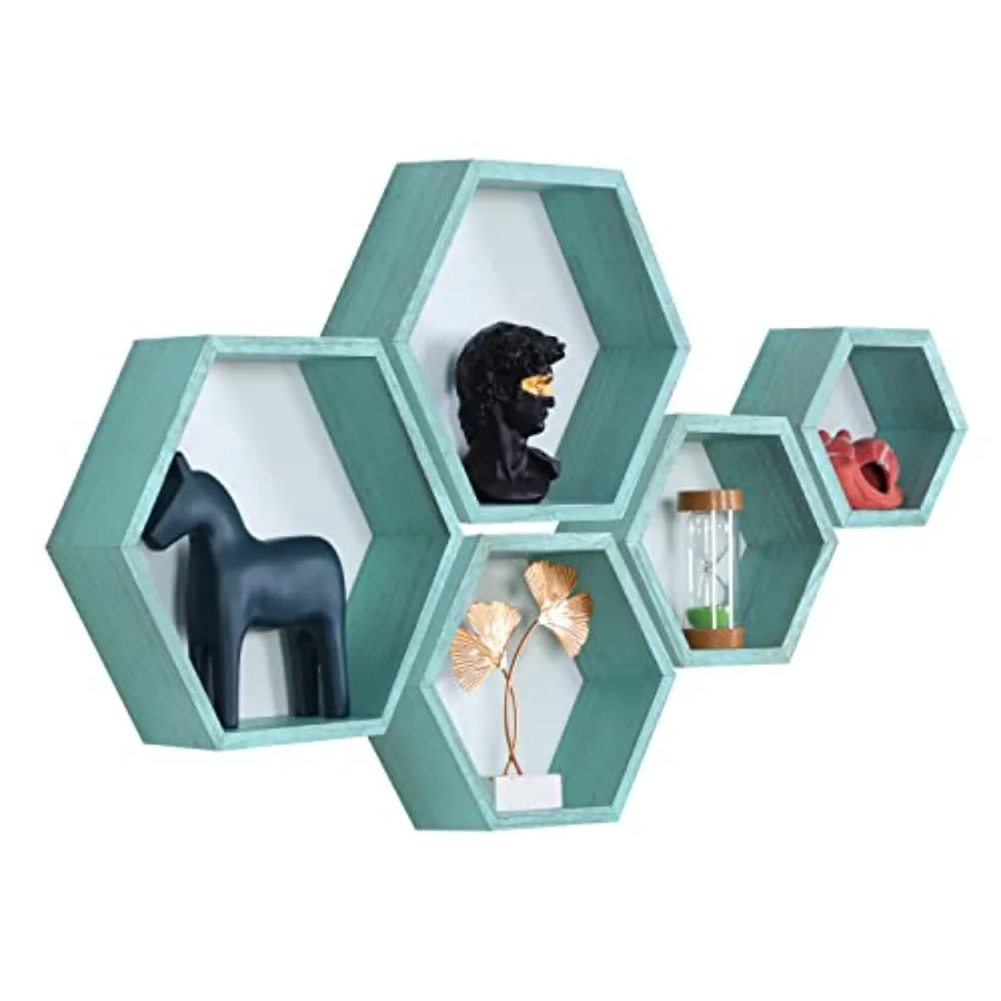 Hexagon Floating Shelves, Wall Mounted Wood Farmhouse Storage Honeycomb Wall Shelf Set of 5, for Bathroom, Kitchen, Bedroom, Li
Hexagon Floating Shelves, Wall Mounted Wood Farmhouse Storage Honeycomb Wall Shelf Set of 5, for Bathroom, Kitchen, Bedroom, Li