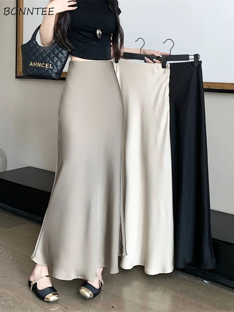 Elegant Maxi Skirts Women Minimalist Vintage Loose Office Lady Summer Fashion All-match High Waist Tender Casual French Style
Elegant Maxi Skirts Women Minimalist Vintage Loose Office Lady Summer Fashion All-match High Waist Tender Casual French Style