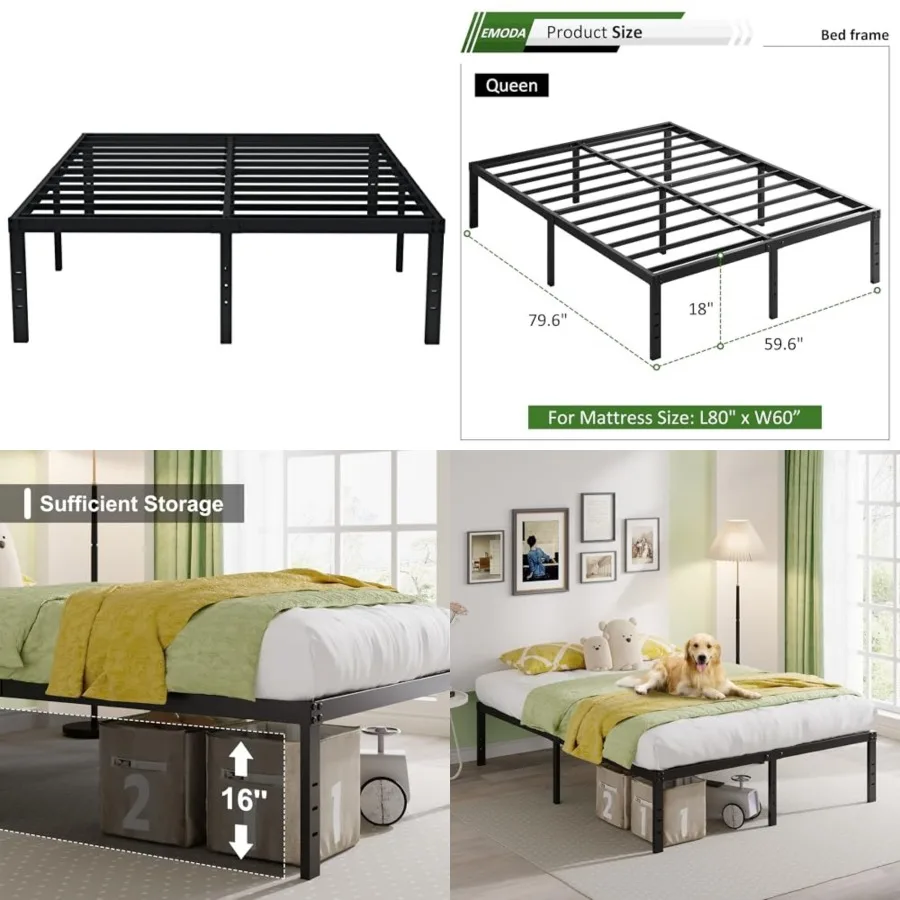 Bed Frame No Box Spring Needed Heavy Duty Metal Tall Platform Bed Frame Size Large Storage Space, Easy Assembly, Black
Bed Frame No Box Spring Needed Heavy Duty Metal Tall Platform Bed Frame Size Large Storage Space, Easy Assembly, Black