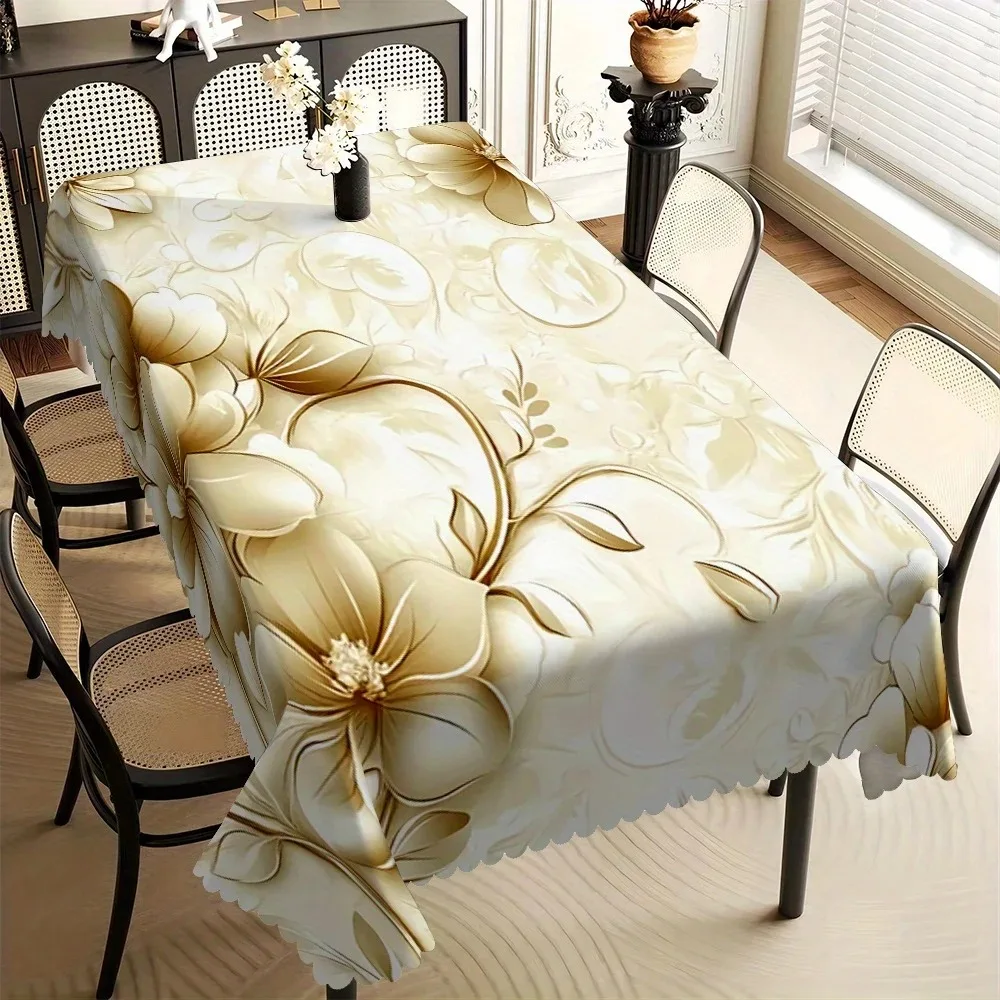 Elegant Gold Floral Waterproof Polyester Tablecloth 2D Flat Printed Rectangular Table Cover For Dining Room Kitchen Home Decor
Elegant Gold Floral Waterproof Polyester Tablecloth 2D Flat Printed Rectangular Table Cover For Dining Room Kitchen Home Decor