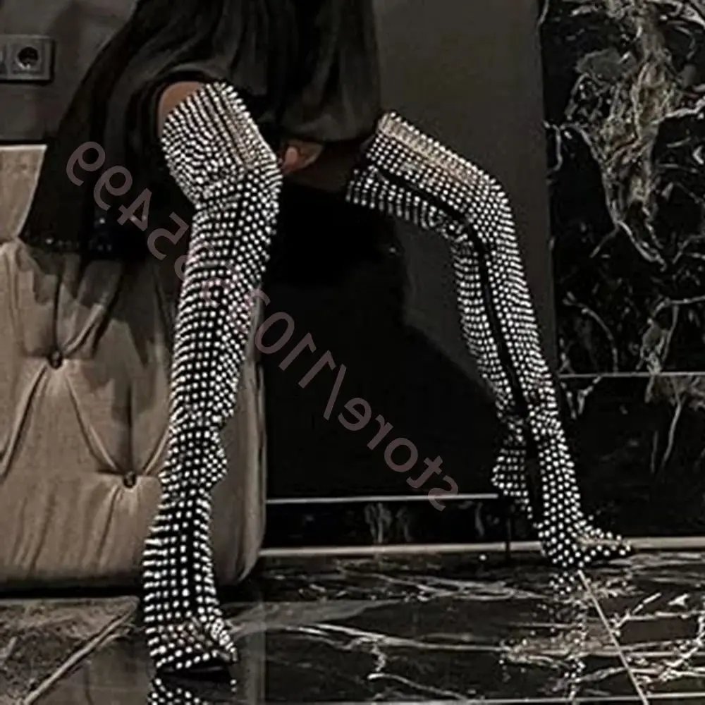 2025 Sexy Luxury Studded Over-The-Knee Boots Ins Style Pointed Toe Stiletto Heels Model Runway Boots Fashion Women's Party Boots
2025 Sexy Luxury Studded Over-The-Knee Boots Ins Style Pointed Toe Stiletto Heels Model Runway Boots Fashion Women's Party Boots