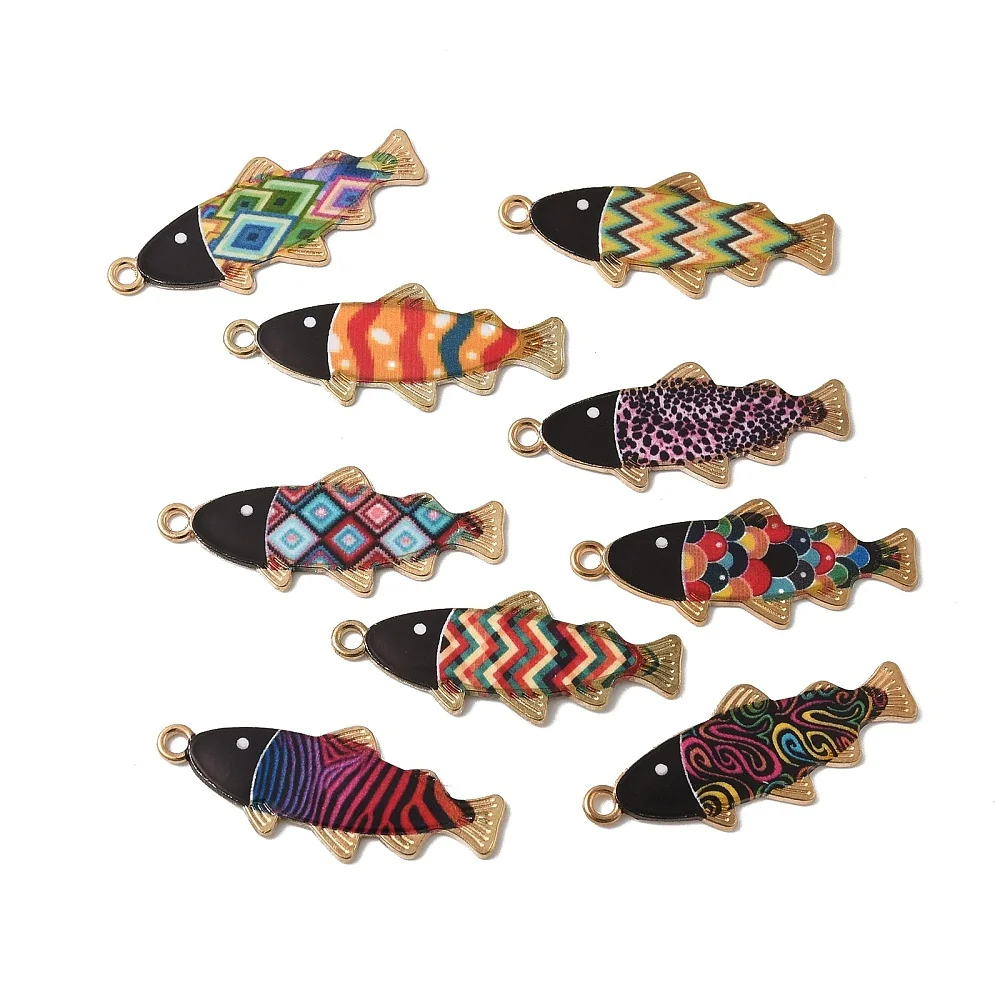 100pcs Golden Enamel Stripe Fish Charms Mixed Pattern Colorful Fish Pendants for Earrings Necklace Decor Jewelry Making
100pcs Golden Enamel Stripe Fish Charms Mixed Pattern Colorful Fish Pendants for Earrings Necklace Decor Jewelry Making