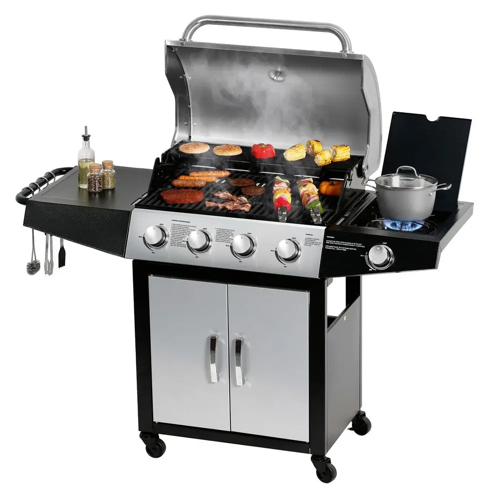 41 Burners Gas Grill, 518 Sqin Cooking Area, 52,000 BTU Propane Grill with Side Burner, Stainless Steel Cabinet Grill, Silver a
41 Burners Gas Grill, 518 Sqin Cooking Area, 52,000 BTU Propane Grill with Side Burner, Stainless Steel Cabinet Grill, Silver a