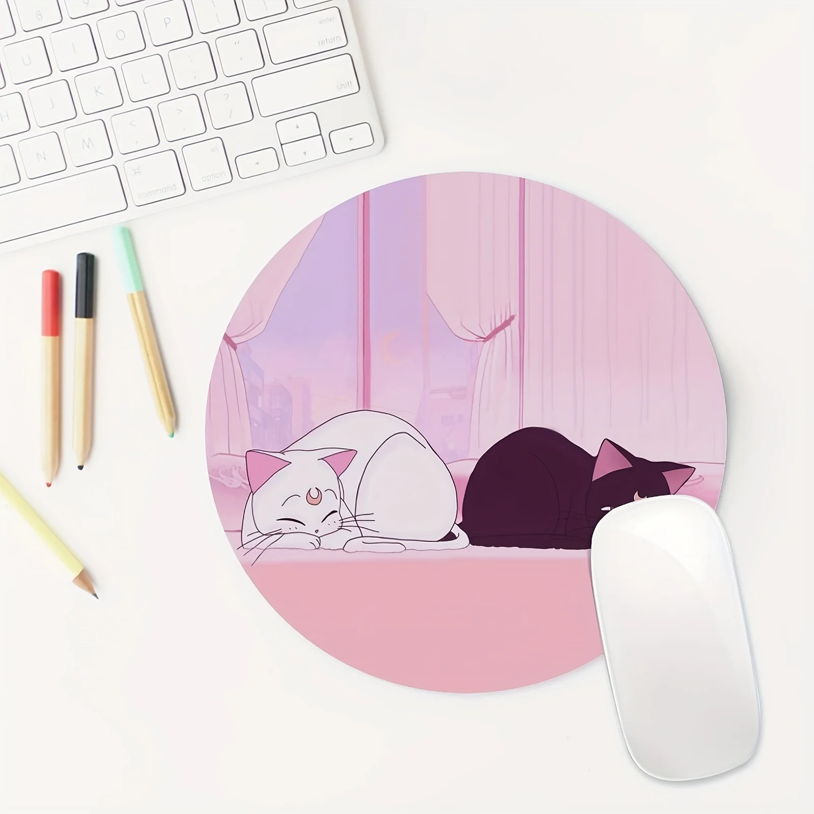 New White and black kitten Circle small mouse pad desk pad rubber anti-slip edge locking office mat pc accessories gaming mats
New White and black kitten Circle small mouse pad desk pad rubber anti-slip edge locking office mat pc accessories gaming mats