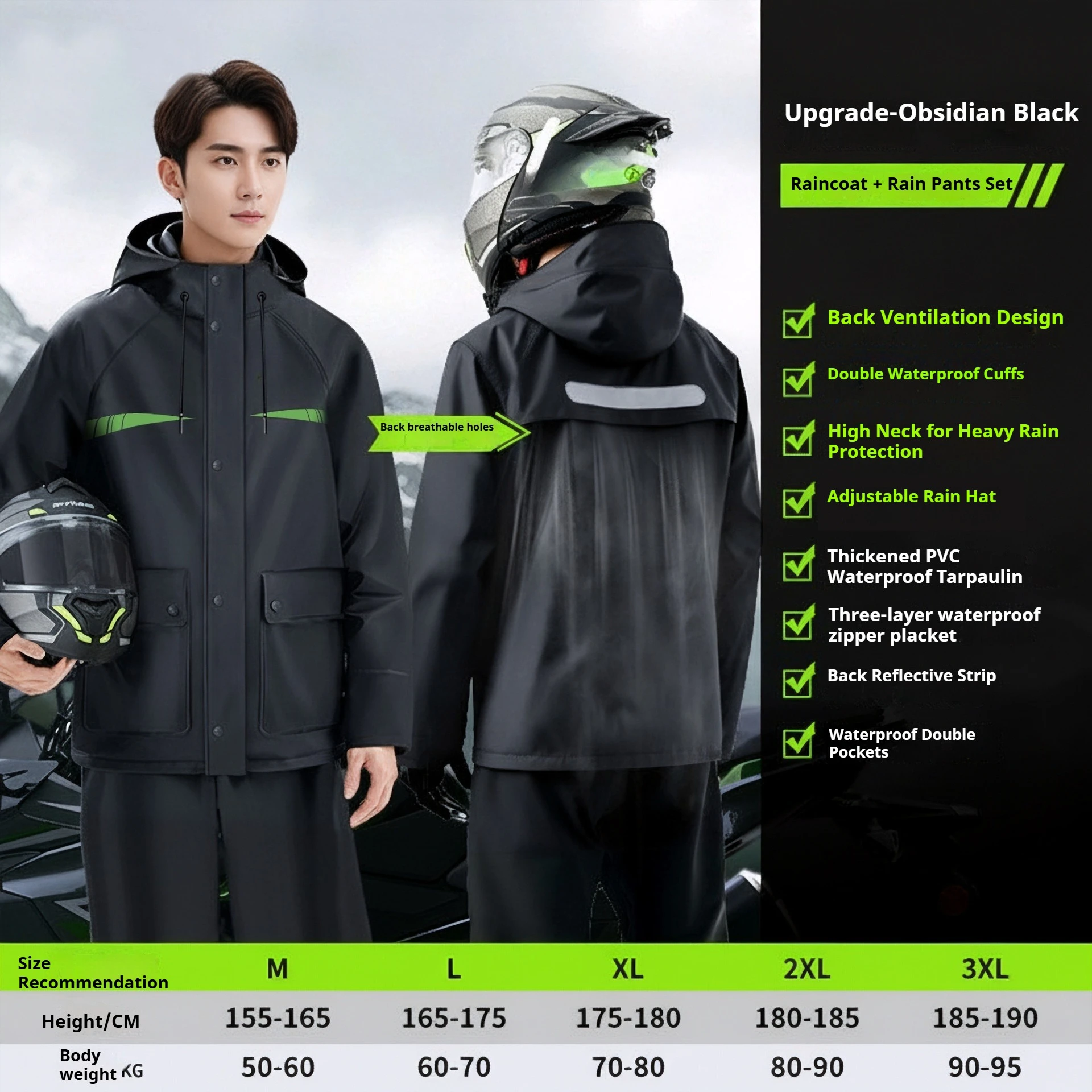 Motorcycle Raincoat Rain Pants Set Adult Raincoat Split Type Special Full Body Rainstorm Prevention Riding Raincoat
Motorcycle Raincoat Rain Pants Set Adult Raincoat Split Type Special Full Body Rainstorm Prevention Riding Raincoat