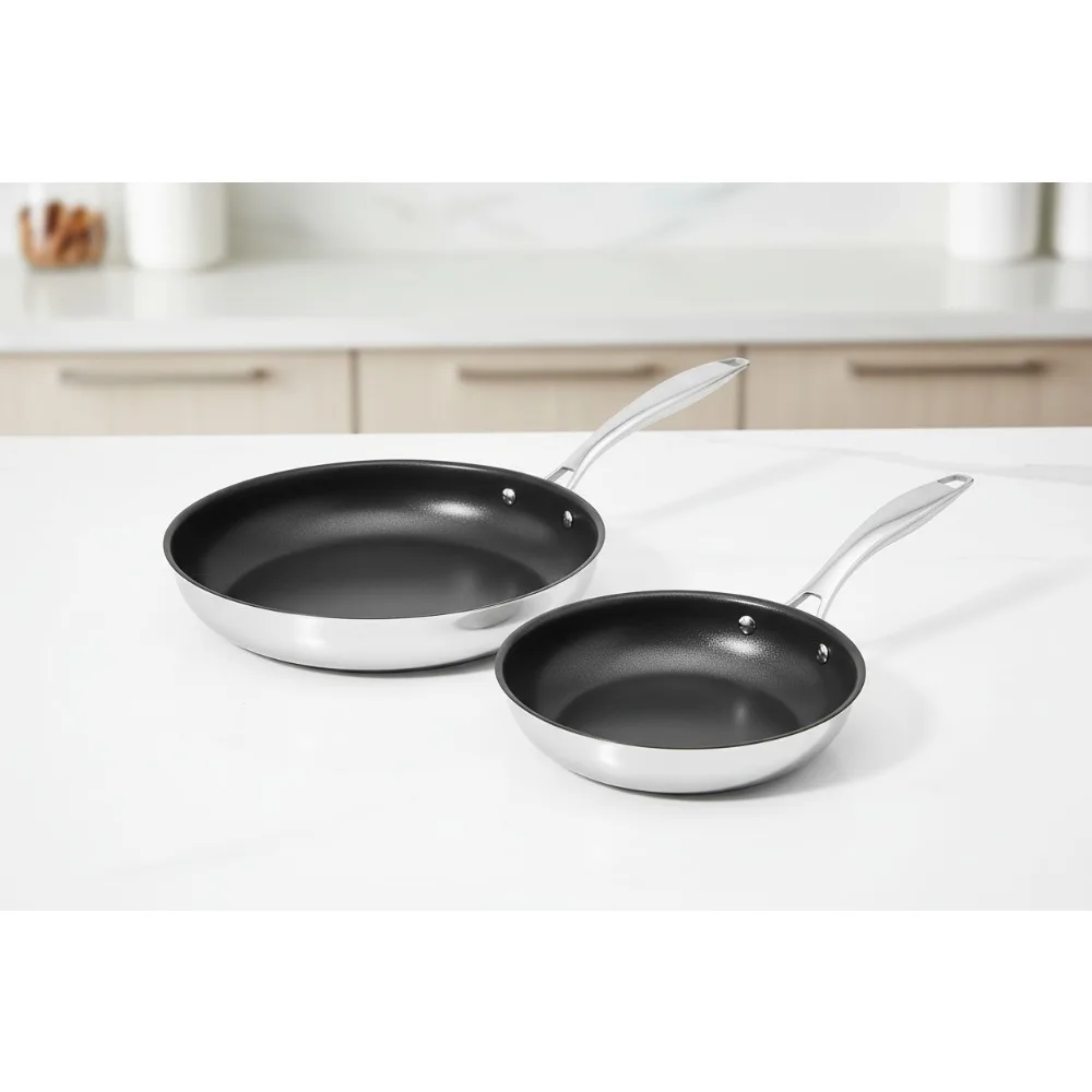 Premium 2-Piece Non-Stick Stainless Steel Fry Pan Set, Induction & Oven Safe, 8&10-Inch for Home Chefs
Premium 2-Piece Non-Stick Stainless Steel Fry Pan Set, Induction & Oven Safe, 8&10-Inch for Home Chefs