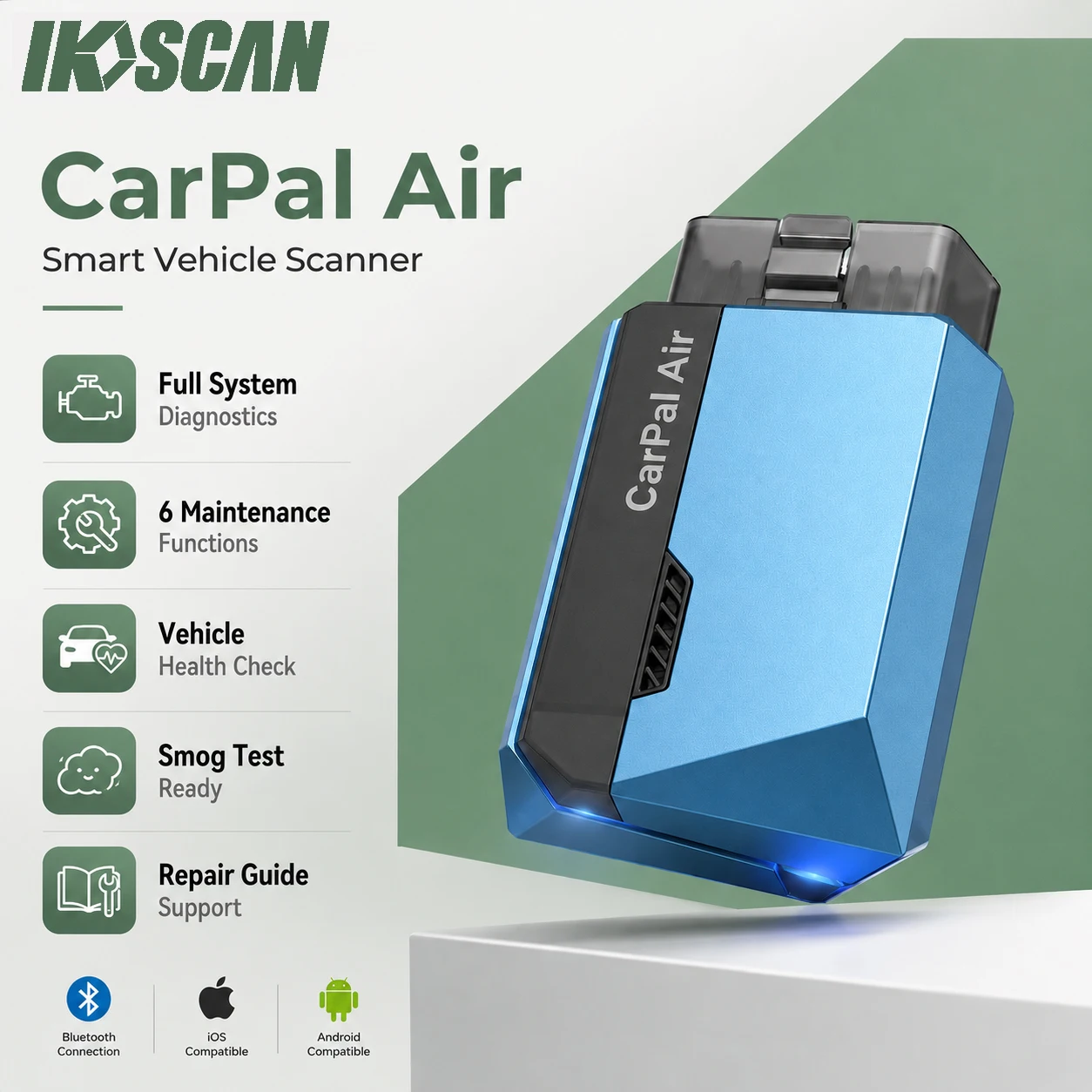 IKOSCAN Carpal Air OBD2 Scanner All System Diagnostic Tool Bluetooth for iOS Android Universal Car Fault Code Reader Car Mainten
IKOSCAN Carpal Air OBD2 Scanner All System Diagnostic Tool Bluetooth for iOS Android Universal Car Fault Code Reader Car Mainten
