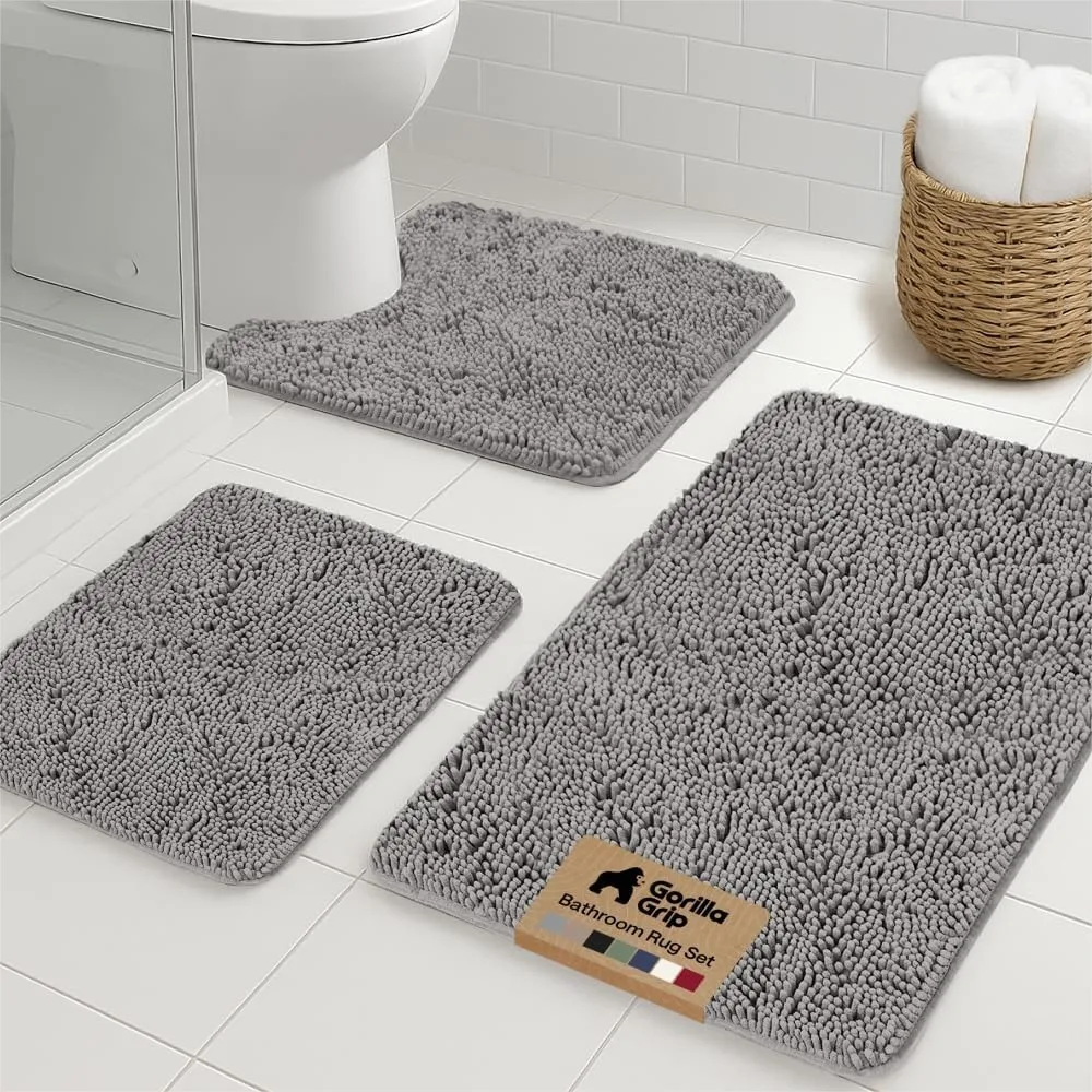 Plush Chenille Bath Mat Set 3 Piece, Absorbent Shaggy Rugs with Rubber Backing for Bathroom, Includes Contour Toilet Rug
Plush Chenille Bath Mat Set 3 Piece, Absorbent Shaggy Rugs with Rubber Backing for Bathroom, Includes Contour Toilet Rug
