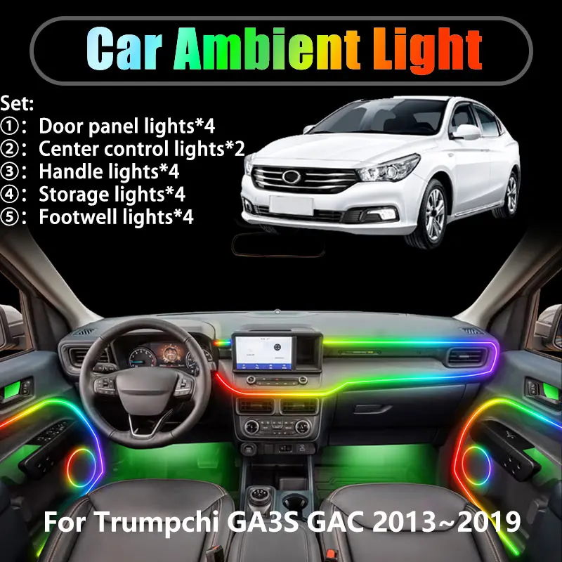 For Trumpchi GA3S GAC 2013~2019 2014 2/18 in 1 Car ambient lighting Led trunk interior led lights USB RGB Ensemble Streamer Auto
For Trumpchi GA3S GAC 2013~2019 2014 2/18 in 1 Car ambient lighting Led trunk interior led lights USB RGB Ensemble Streamer Auto