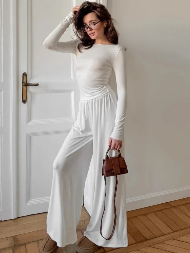 Tossy Casual Knit Slim 2 Piece-Set For Women Solid Commuting Long Sleeves Top And High Waist Wide-Leg Pants Sets Female Outfits
Tossy Casual Knit Slim 2 Piece-Set For Women Solid Commuting Long Sleeves Top And High Waist Wide-Leg Pants Sets Female Outfits