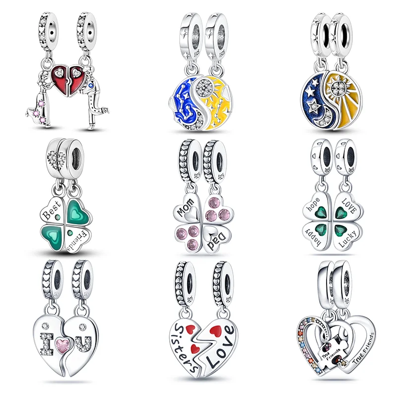 925 sterling silver four-leaf clover love two-piece set of charm beads suitable for Pandora original bracelet DIY jewelry gift
925 sterling silver four-leaf clover love two-piece set of charm beads suitable for Pandora original bracelet DIY jewelry gift