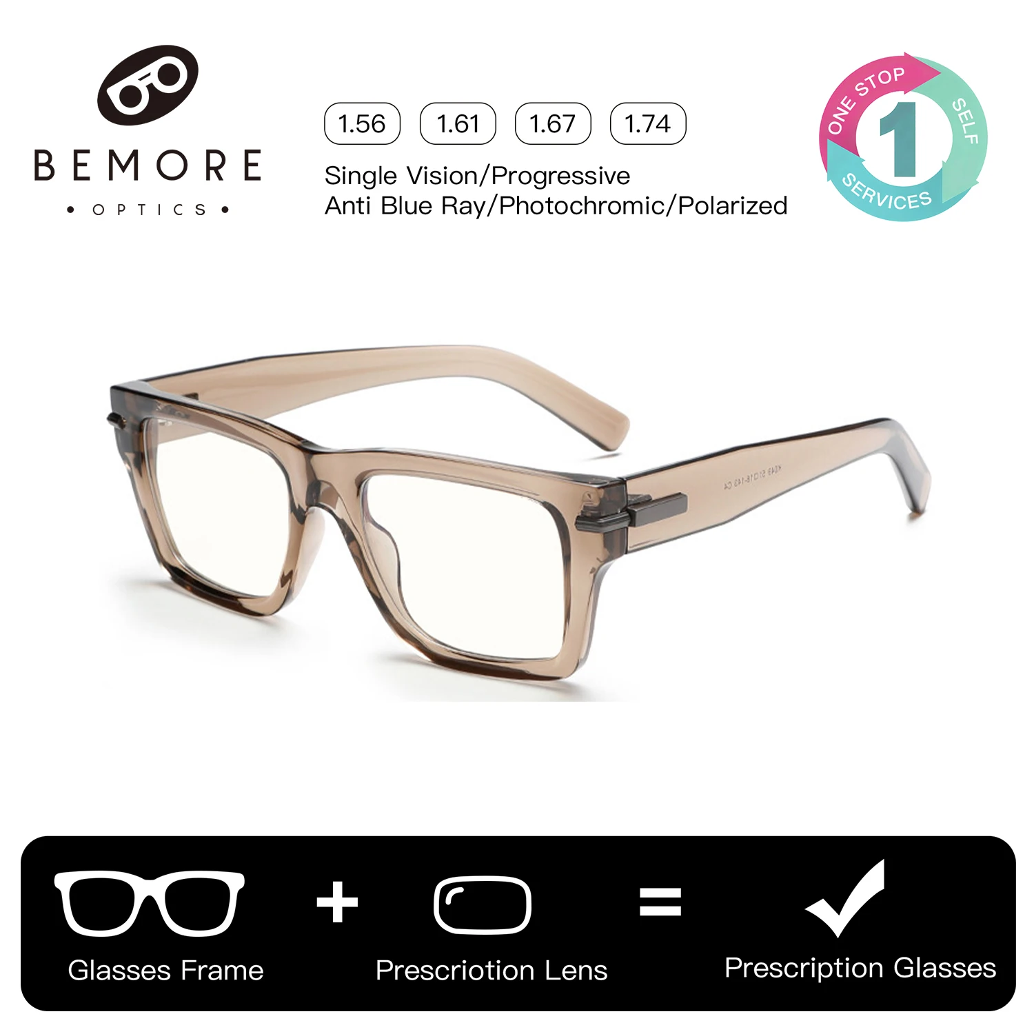 BEMORE Square Plastic Titanium Prescription Eyewear Photochromic Anti Blue Light Myopia Glasses for Woman Optical Eyeglasses
BEMORE Square Plastic Titanium Prescription Eyewear Photochromic Anti Blue Light Myopia Glasses for Woman Optical Eyeglasses