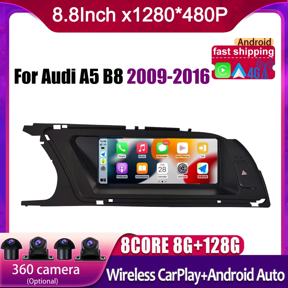 8.8” For Audi A5 B8 2009-2016 WiFi Car Accessories Auto Carplay Monitors Multimedia Audio Radio Player Android 14 Touch Screen
8.8” For Audi A5 B8 2009-2016 WiFi Car Accessories Auto Carplay Monitors Multimedia Audio Radio Player Android 14 Touch Screen