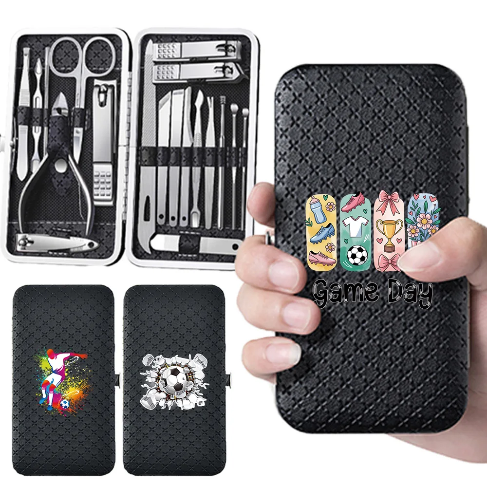 19 Pcs Manicure Pedicure Set Stainless Steel Nail Clipper Kit With Black PU Leather Case Grooming Tools Soccer Pattern
19 Pcs Manicure Pedicure Set Stainless Steel Nail Clipper Kit With Black PU Leather Case Grooming Tools Soccer Pattern