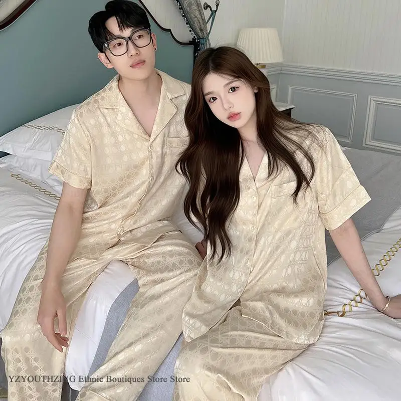 New Couple Sleepwear Pajamas Set Spring Summer Silk Satin Nightwear Pijamas Suit Loose Casual Pyjama Men Home Clothes Loungewear
New Couple Sleepwear Pajamas Set Spring Summer Silk Satin Nightwear Pijamas Suit Loose Casual Pyjama Men Home Clothes Loungewear