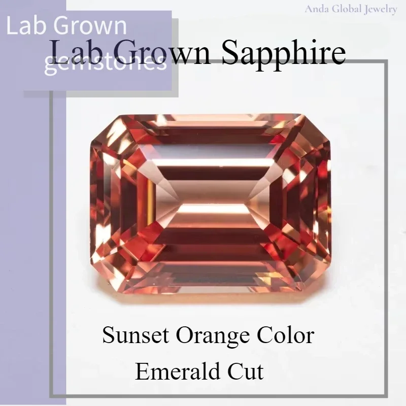 L-Lab Grown Sapphire Sunset Orange Color Emerald Cut VVS1 Gemstone Charms DIY Jewelry Making Materials Selectable AGL Certificat
L-Lab Grown Sapphire Sunset Orange Color Emerald Cut VVS1 Gemstone Charms DIY Jewelry Making Materials Selectable AGL Certificat