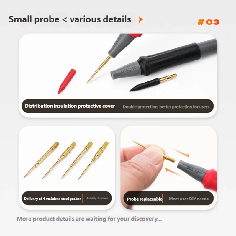 YCS Extra-tip Multimeter Pen 1000V 20A Flexible Silicone Cable Extra Tip Probe Test Pen for Digital Multimeter
YCS Extra-tip Multimeter Pen 1000V 20A Flexible Silicone Cable Extra Tip Probe Test Pen for Digital Multimeter