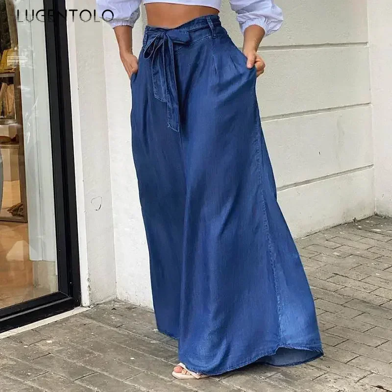 Elegant High Waist Jeans Women Denim Summer Wide-leg Pants Lace-up Solid Female Lage Size Street Casual Trousers Clothing
Elegant High Waist Jeans Women Denim Summer Wide-leg Pants Lace-up Solid Female Lage Size Street Casual Trousers Clothing