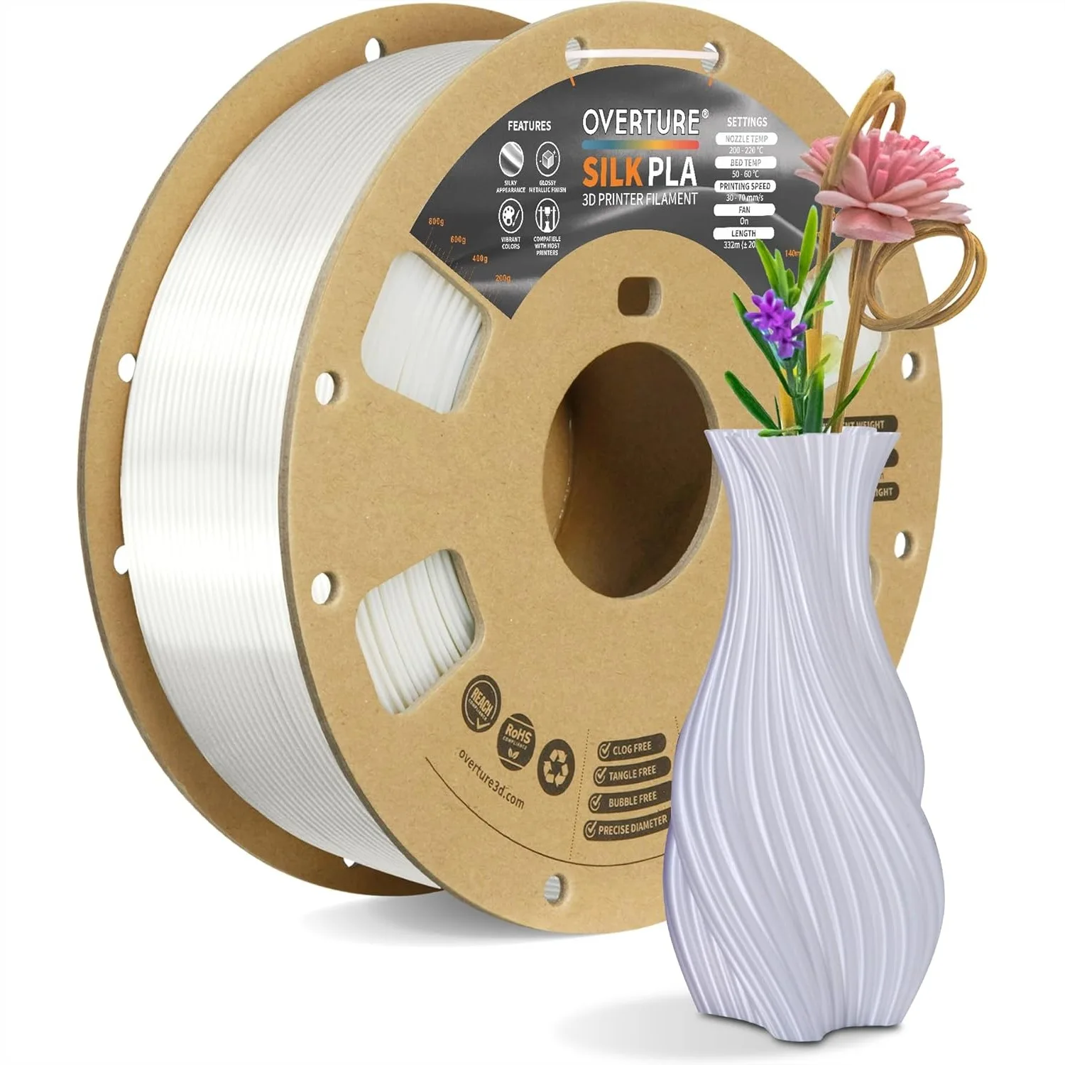 Silk PLA Filament 1.75mm, Clog-Free Shiny Metallic Finish for Cosplay Jewelry Home Decor, 1kg Spool
Silk PLA Filament 1.75mm, Clog-Free Shiny Metallic Finish for Cosplay Jewelry Home Decor, 1kg Spool