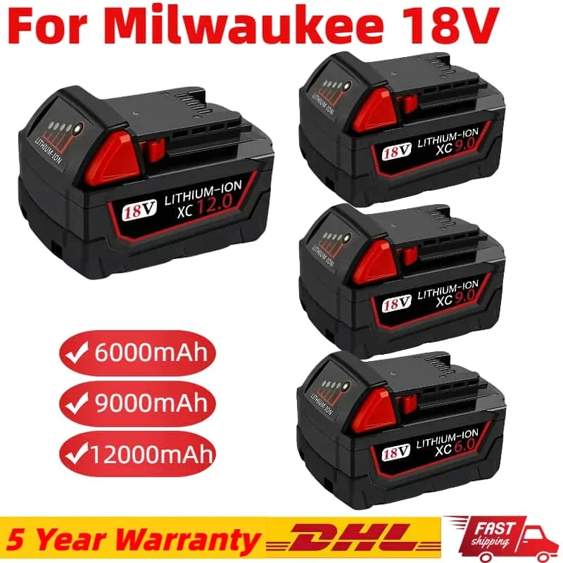 Original 18650 battery 18V 12.0Ah Replacement for Milwaukee M18 XC 48-11-1860 48-11-1850 Motor Cordless tools Lithium Battery
Original 18650 battery 18V 12.0Ah Replacement for Milwaukee M18 XC 48-11-1860 48-11-1850 Motor Cordless tools Lithium Battery