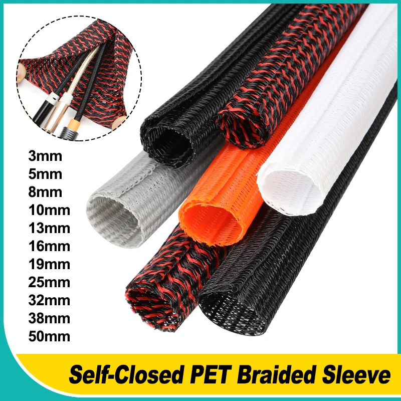 PET Braid Insulated Cable Sleeve 3mm ~ 50mm Self-Closed Sheath Split Wire Wrap Organizer High Protection Wear Resistant Sleeving
PET Braid Insulated Cable Sleeve 3mm ~ 50mm Self-Closed Sheath Split Wire Wrap Organizer High Protection Wear Resistant Sleeving