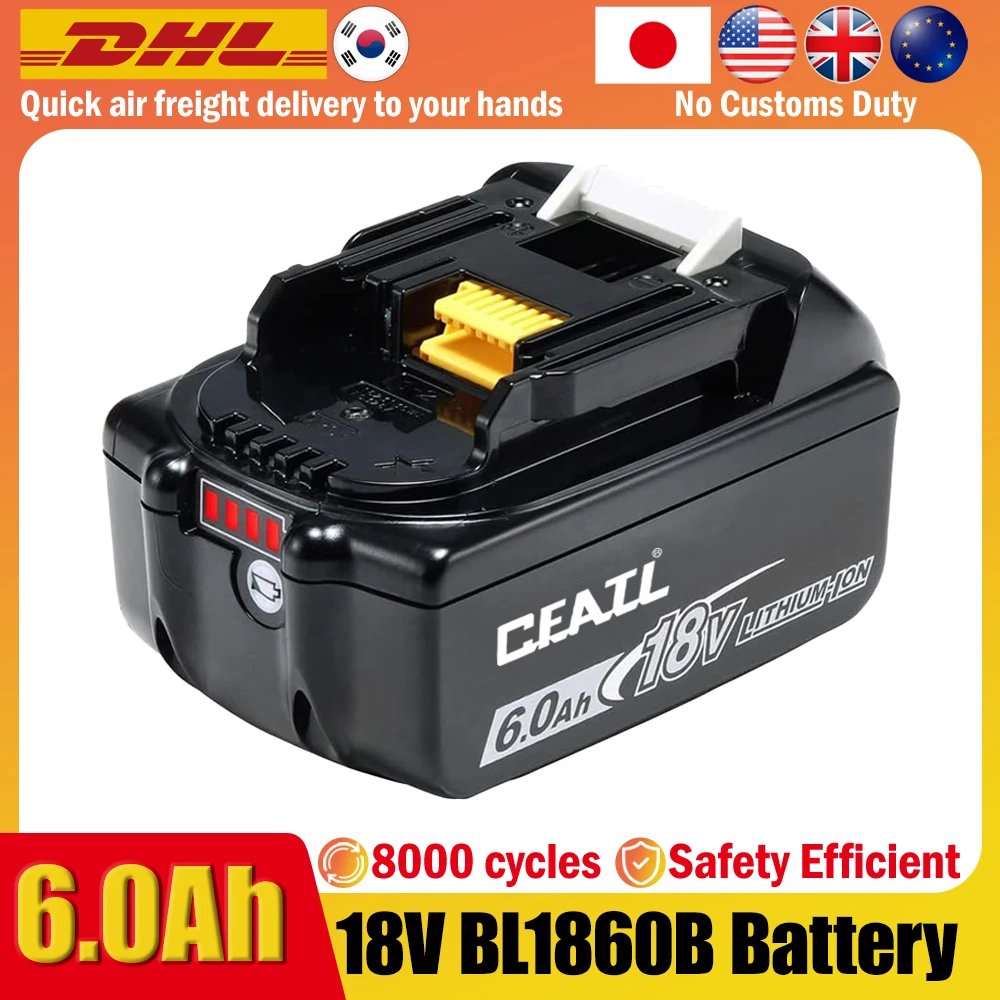 18V 6.0Ah for Makita With LED lithium ion replacement LXT BL1860B BL1860 BL1850 for Makita rechargeable power tool battery
18V 6.0Ah for Makita With LED lithium ion replacement LXT BL1860B BL1860 BL1850 for Makita rechargeable power tool battery