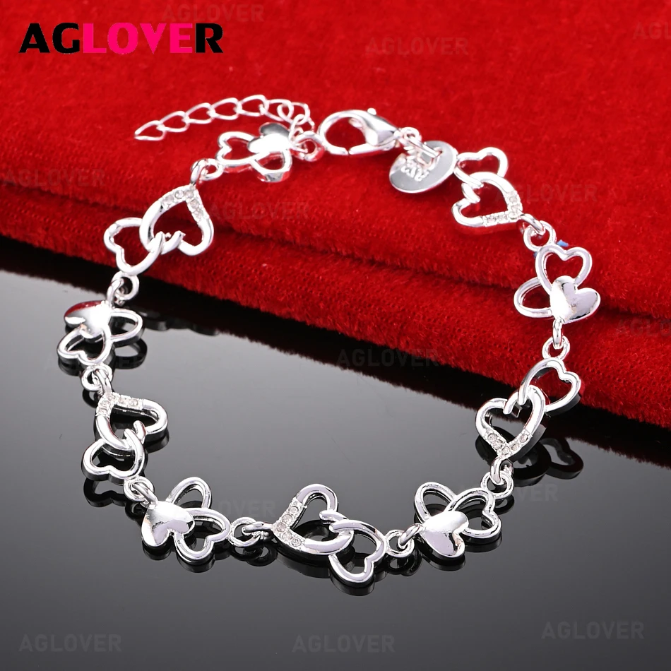 AGLOVER 925 Sterling Silver Heart-To-Heart Hollow Love Bracelet Woman Charming Cute Holiday Gift Jewelry
AGLOVER 925 Sterling Silver Heart-To-Heart Hollow Love Bracelet Woman Charming Cute Holiday Gift Jewelry